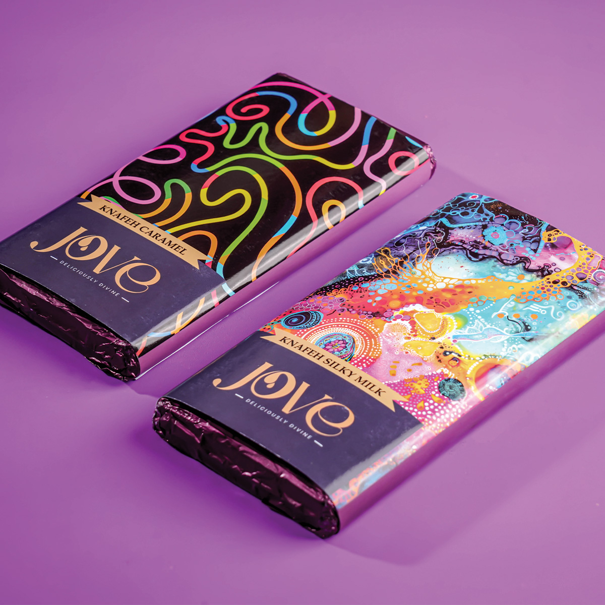 Knafeh Silky Milk Chocolate gift box packaging - Jove artisan chocolates