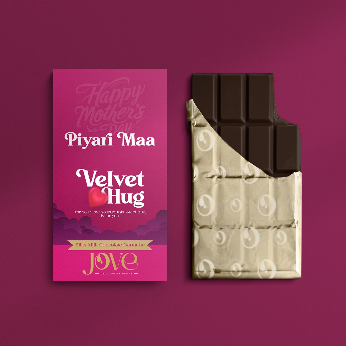 Mothers Day Chocolate Bar Velvet Hug - handcrafted seasonal special by Jove, Islamabad & Rawalpindi delivery