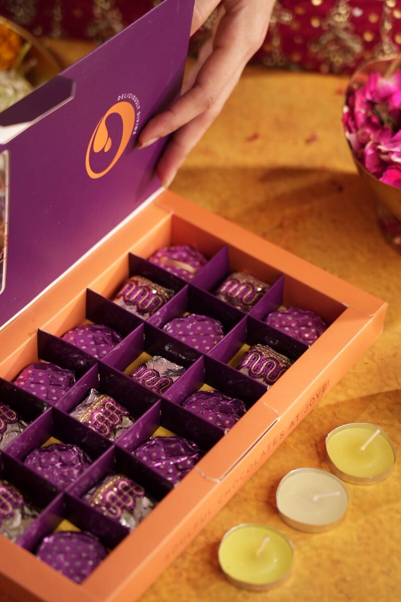 Wedding Chocolate Purple Box 15pcs gift box packaging - Jove artisan chocolates