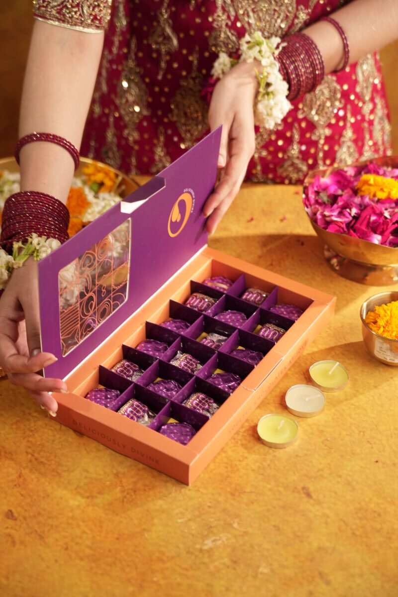 Wedding Chocolate Purple Box 15pcs - handcrafted wedding & anniversary by Jove, Islamabad & Rawalpindi delivery