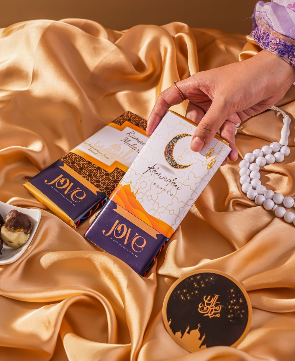 Ramadan Bars 90 Grams gift box packaging - Jove artisan chocolates