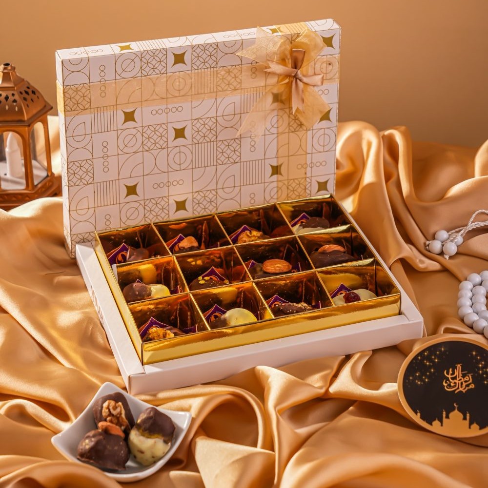 Assorted Chocolate Dates Ramadan Box Of 12 - handcrafted eid season by Jove, Islamabad & Rawalpindi delivery