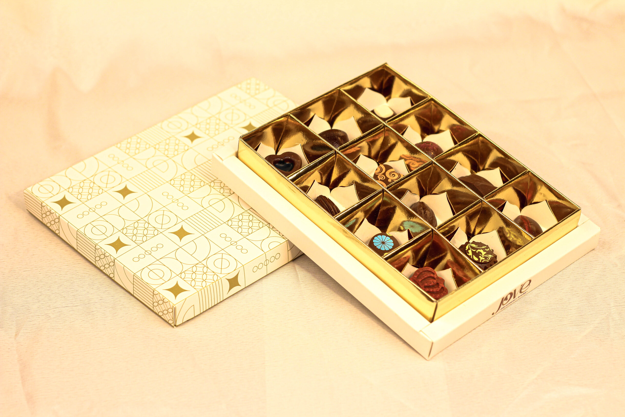 Selected Flavor Chocolate Box Of 12 gift box packaging - Jove artisan chocolates